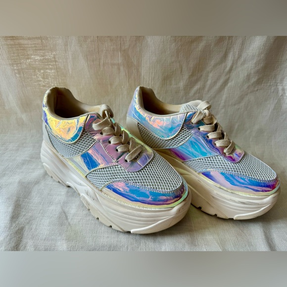 holographic platform shoes